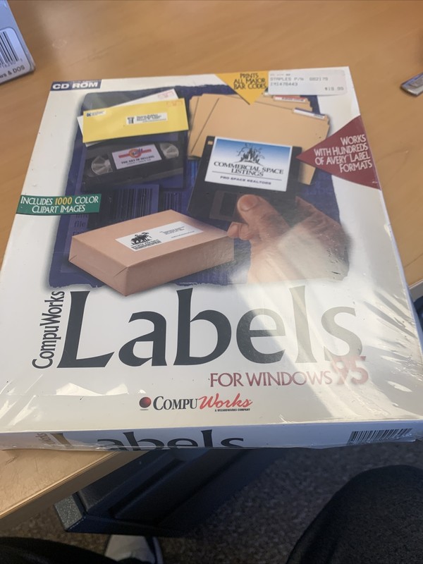 Sealed NIB COMPU WORKS LABELS FOR WINDOWS 95 CD ROM