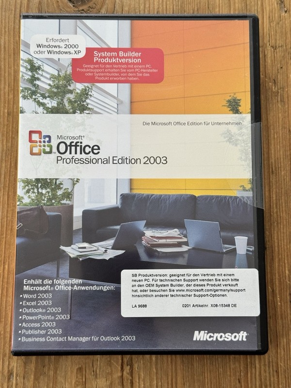 Office Professional 2003, German, CD, Full Version with VAT Invoice