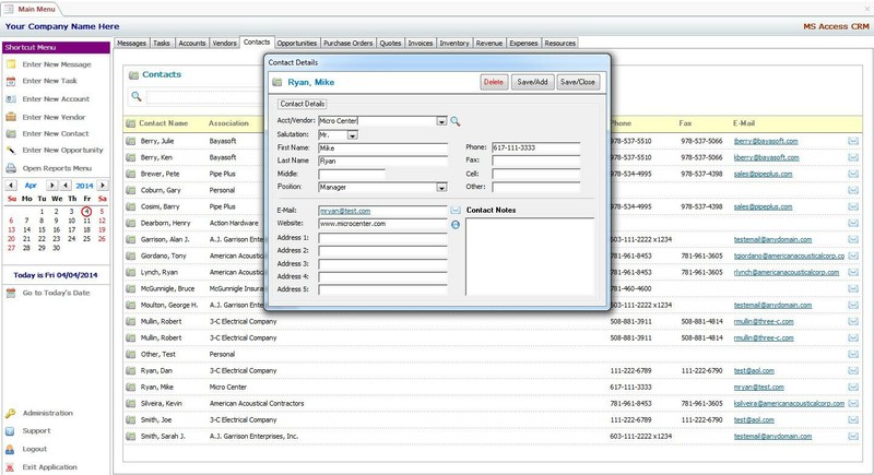 MS Access Based CRM Software - Use As-Is or Customizable gallery