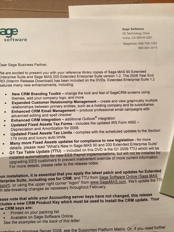 BRAND NEW Sage MAS90 MAS200 Extended Enterprise Suite. DVDs. Sage CRM KEYS gallery