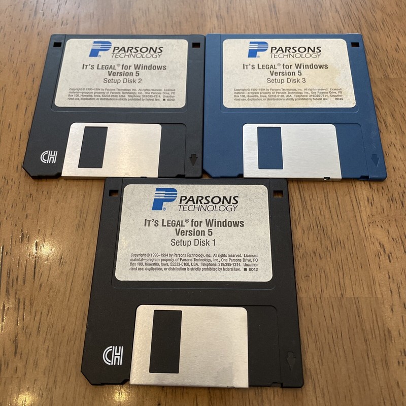 IT’S LEGAL FOR WINDOWS VERSION 5 SOFTWARE By Parsons Technology 3.5” Floppy
