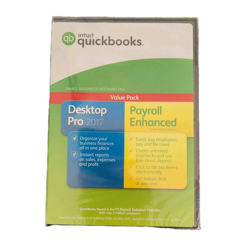 NEW Intuit Quickbooks Desktop Pro 2017 Payroll Enhanced CD SEALED Not a Sub.