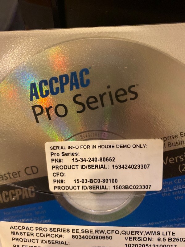 NEW ACCPAC Pro Series 6.5 EE, SBE, CFO, Query, WMS, INFO. Master CD. All module gallery