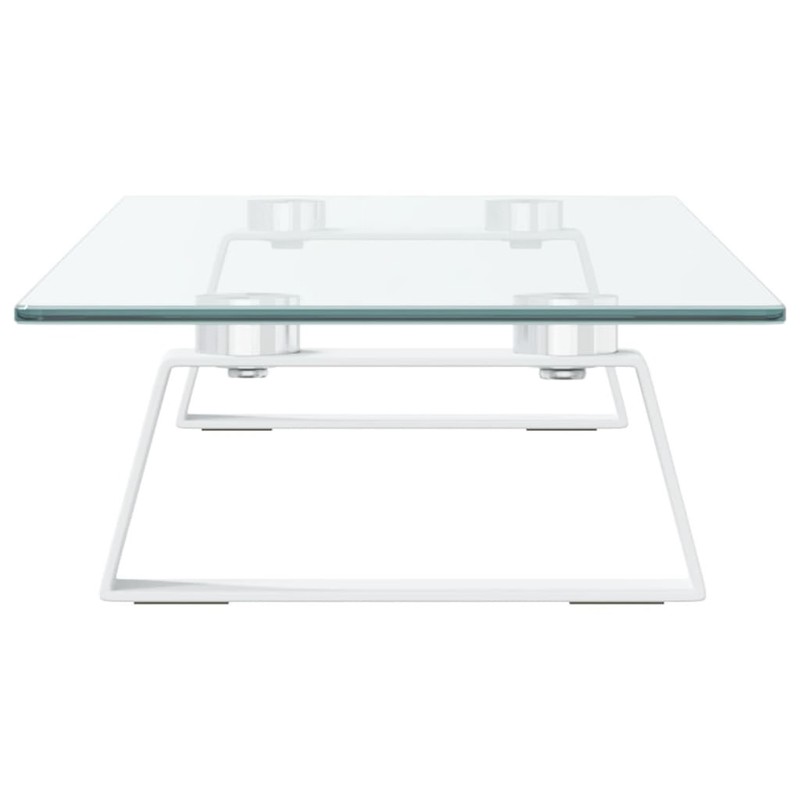 Monitor Stand White 23.6"x7.9"x3.1" Tempered Glass and Metal gallery