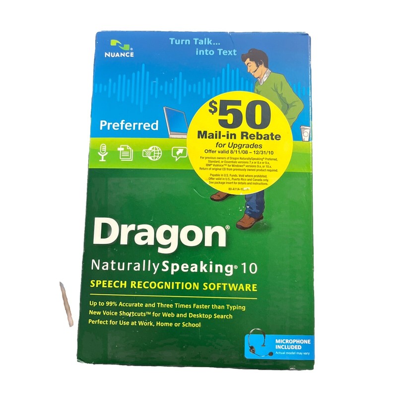 NUANCE DRAGON NATURALLY SPEAKING 10 SPEECH RECOGNITION SOFTWARE DVDROM BRAND NEW