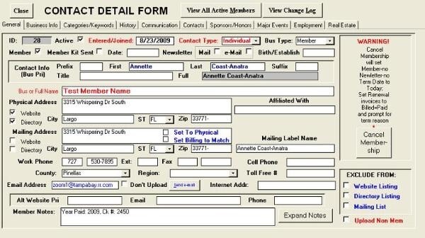 Association / Club full member management application , uses Microsoft Access gallery