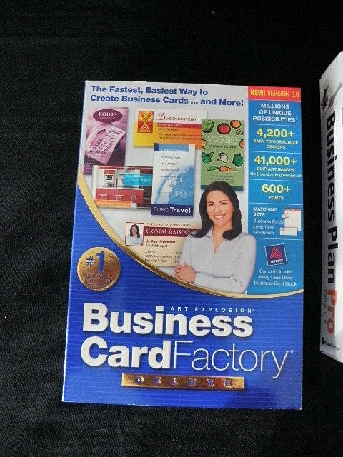 LOT OF 2 BUSINESS CARD FACTORY DELUXE BUSINESS PLAN PRO CD ROM COMPUTER SOFTWARE gallery