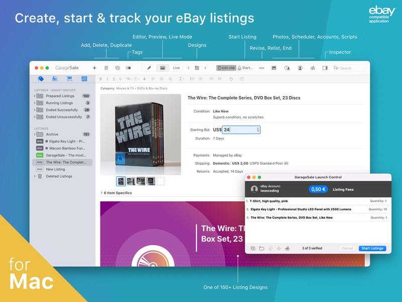 GarageSale – The most advanced eBay seller tool for Mac