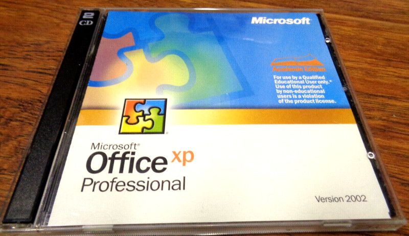 MICROSOFT OFFICE XP PROFESSIONAL WINDOWS CD ROMS (ACADEMIC EDITION) W/KEY