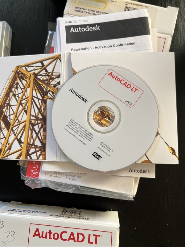 Autodesk AutoCAD LT 2009 Lot (3) +AutoCAD Mechanical 2009 Complete Disks, Docs gallery