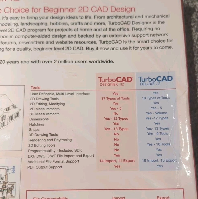 TurboCAD DESIGNER v12 Windows 2000/XP TurboCAD w/Guide And Original Packaging gallery