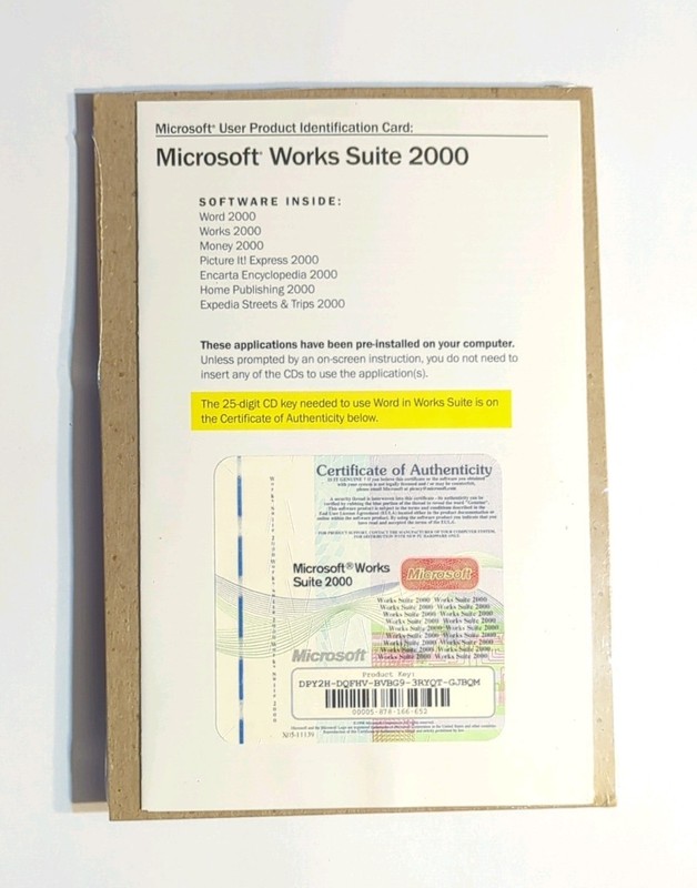 Microsoft Works Suite 2000 Office Software Suite for Windows CD Collectible