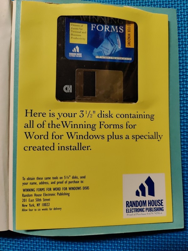 Vintage Random House Winning Forms for Windows Book + 3.5 Floppy Disk EXC gallery