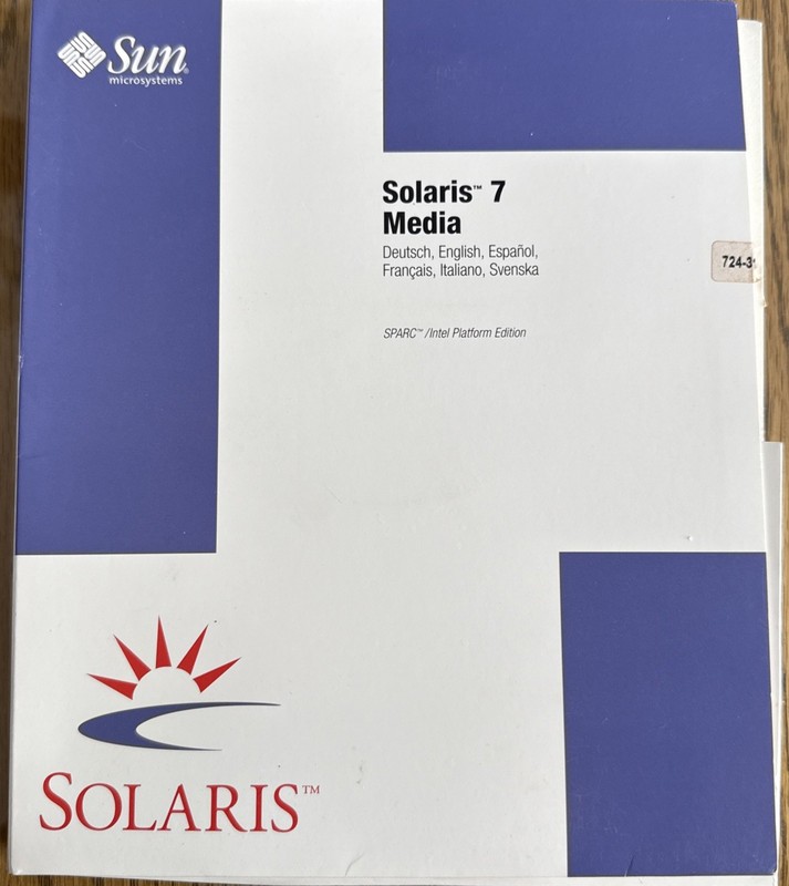 SUN MICROSYSTEMS SOLARIS 7 MEDIA OPERATING SYSTEM P/N 724-3144-01