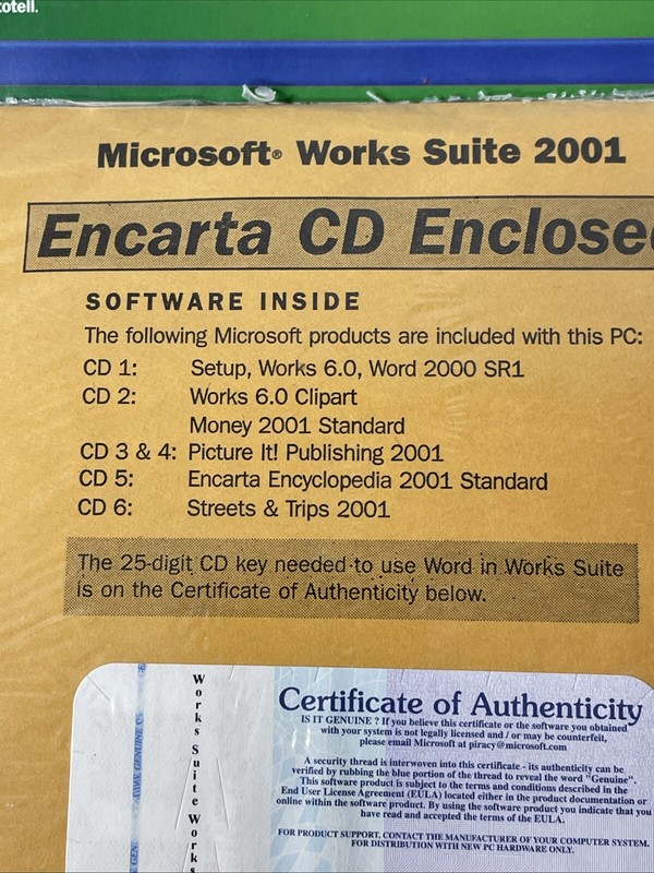 Microsoft Works Suite 2001 New Sealed 6 CDs And DELL Windows XP Home Edition gallery