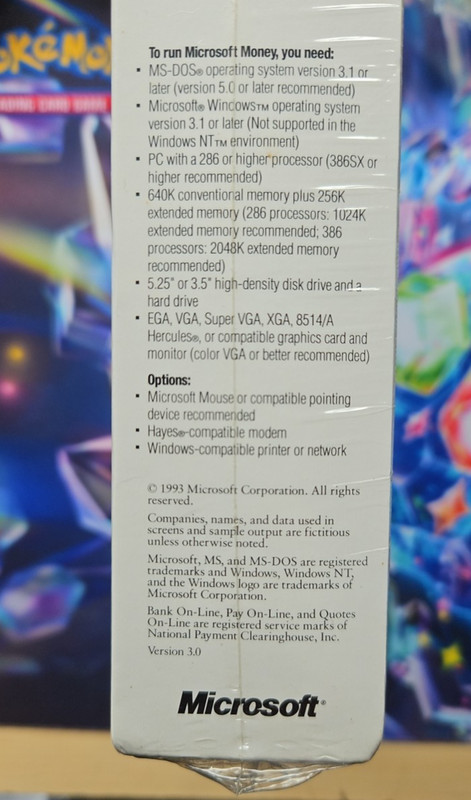 1993 Microsoft Money Version 3.0 3.5" Disk Version Big Box - Brand New & Sealed gallery