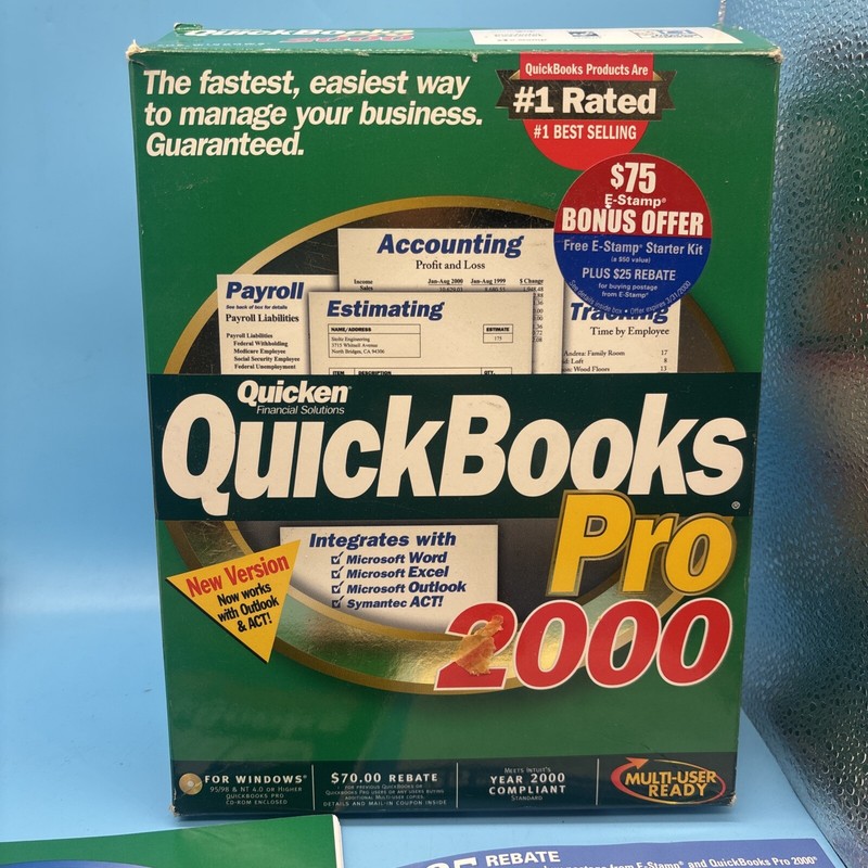 QuickBooks Pro 2000 Quicken Box With Manual NO DISC gallery
