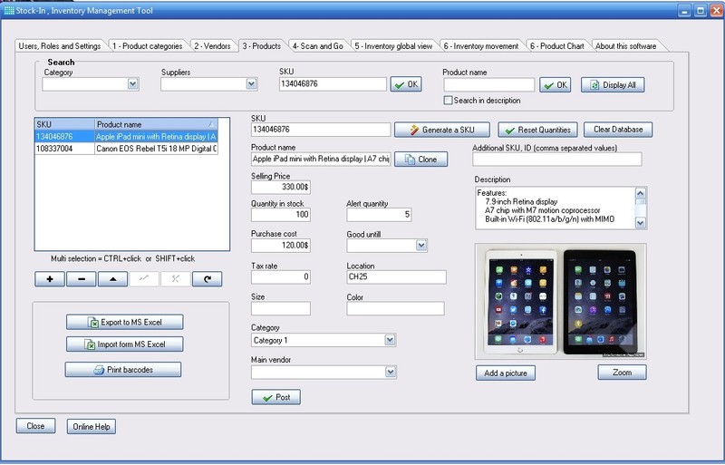 Inventory control and management software,barcode ready