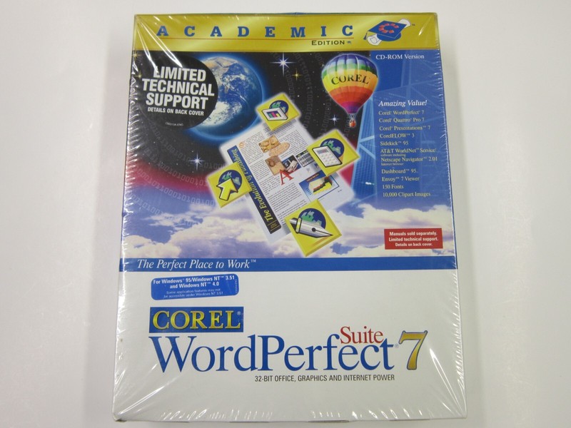 Corel WordPerfect Suite 7 Academic Edition For Windows 95 NT 3.51 NT 4.0