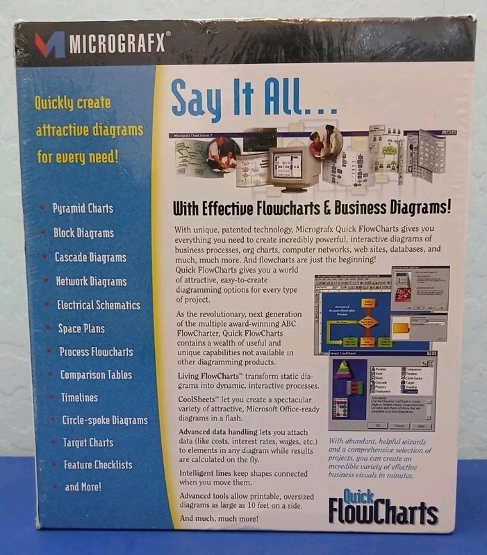 Vintage Micrografx Quick FlowCharts Microsoft Office Diagram Software NEW PC gallery