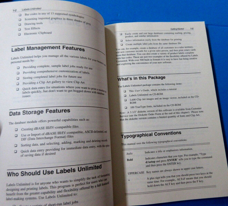 Labels Unlimited SoftKey w Manual - Windows 3.1, 95 Jewel Case 1996 gallery