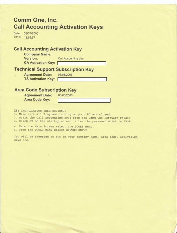 Comm One PBX CDR CALL DETAIL RECORD SMDR SOFTWARE 2005 VERSION gallery