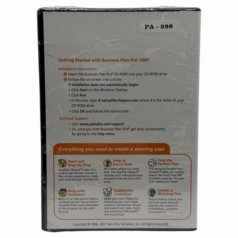 Business Plan Pro 2007 Palo Alto Software CD ROM PA-288 Brand New Sealed gallery