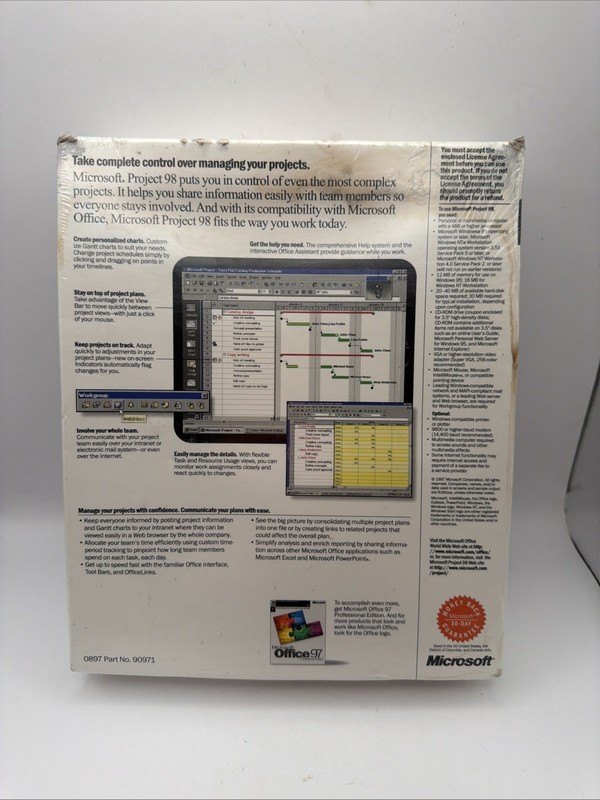 Microsoft Project 98 Full Version For PC Factory Sealed in Retail Box NEW gallery