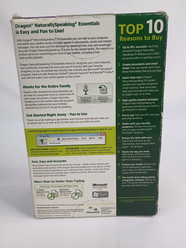 Dragon Naturally Speaking 10 Standard Speech Recognition Software (PC) SEALED gallery