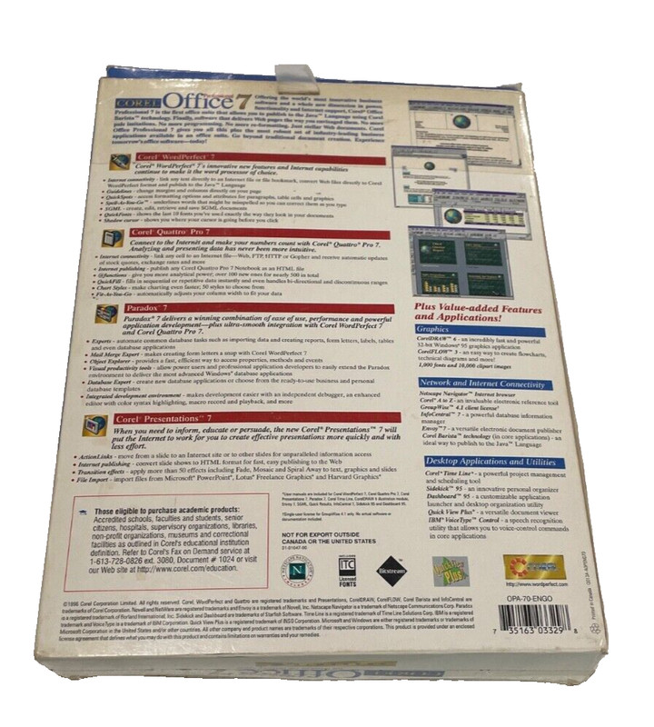 Corel Office Professional 7 Box Book And 3 CD Vintage Computing Windows 95 gallery