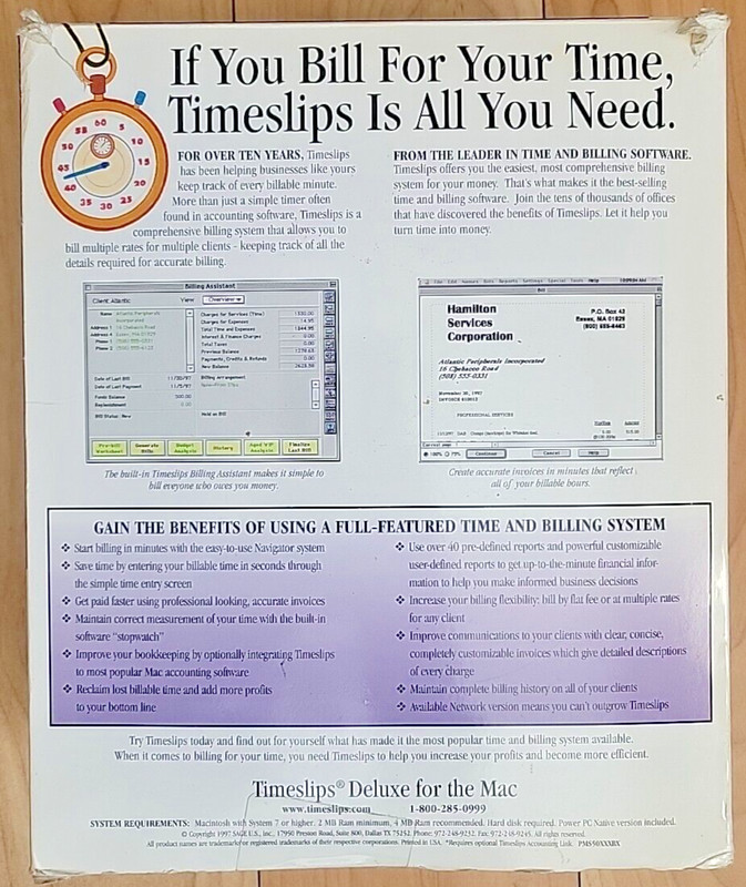 TIMESLIPS V5.0 Accounting Software Money 1997 3.5" Mac by Sage MACINTOSH (READ) gallery