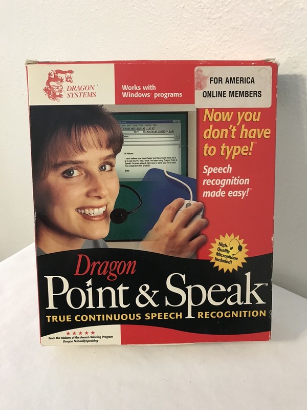 Dragon Systems Point and Speak – Windows 95/98/NT NEW headset microphone + book