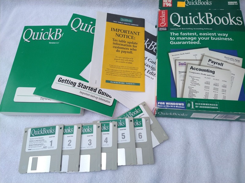 Quicken QuickBooks business Financial Software.Win 95 & Windows 3.5 floppy discs