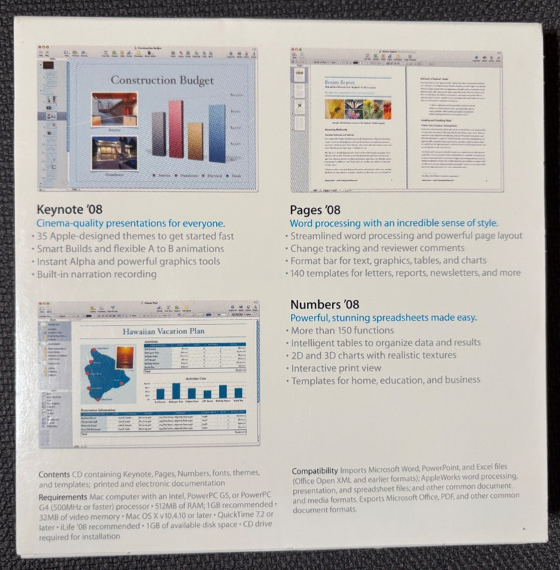 Apple iWork '08 Mac- Includes Keynote, Pages, Numbers - Retail-Box - MA790Z/A gallery