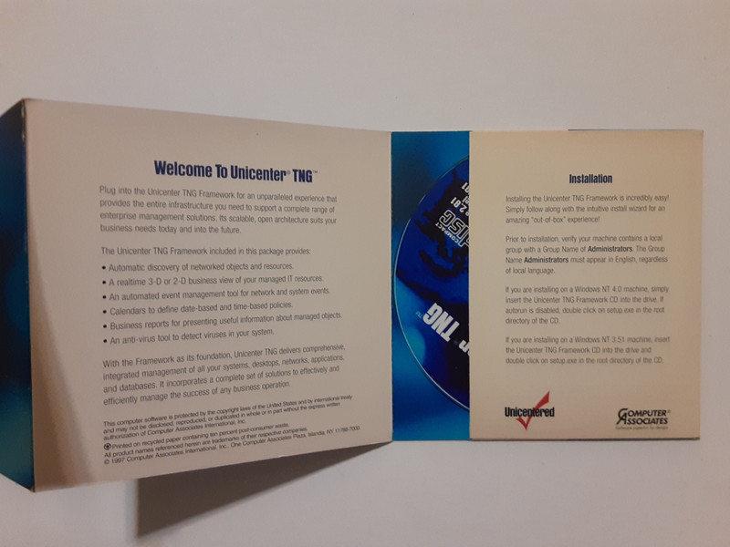 Total Enterprise Management Unicenter TNG Framework CD software 2.01 1997 gallery