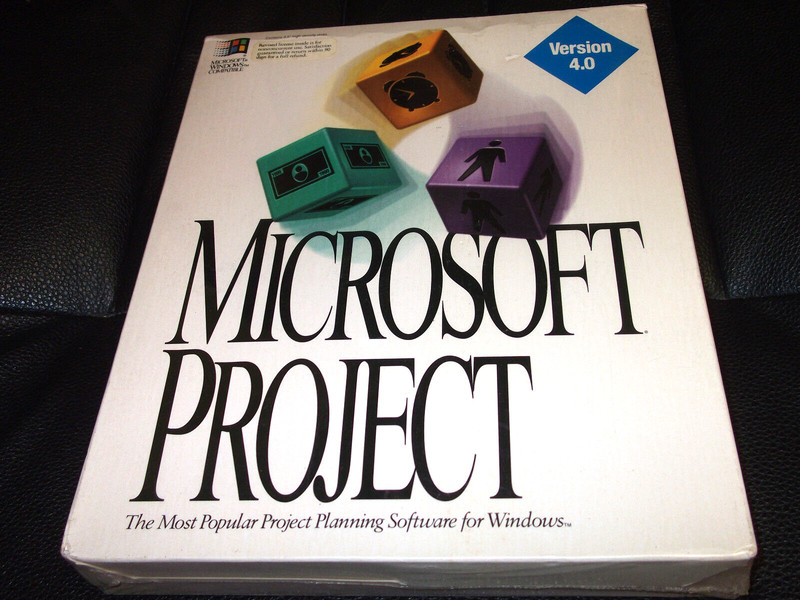 WINDOWS MICROSOFT PROJECT V4.0 VINTAGE SOFTWARE W/ 3.5″ DISKETTES RARE UNOPENED