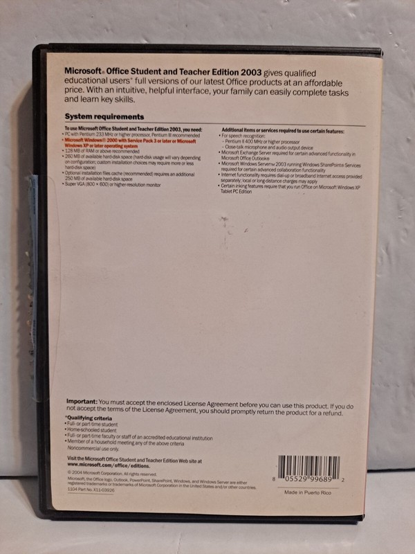 Microsoft Office Student and Teacher Edition 2003 Complete with Key gallery