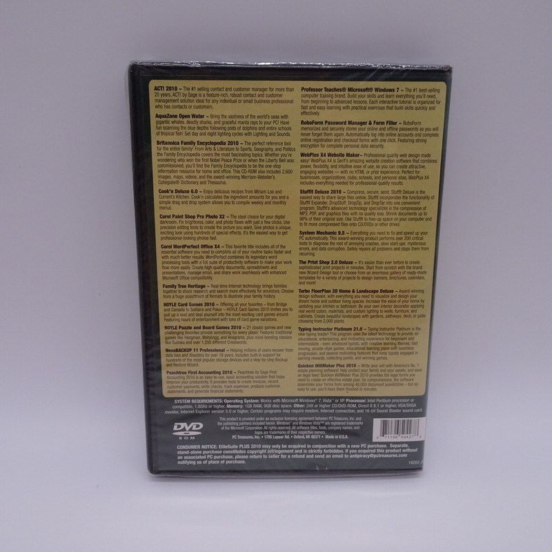 Elite Suite Plus 2010 (DVD ROM, PC Treasures) New Sealed gallery