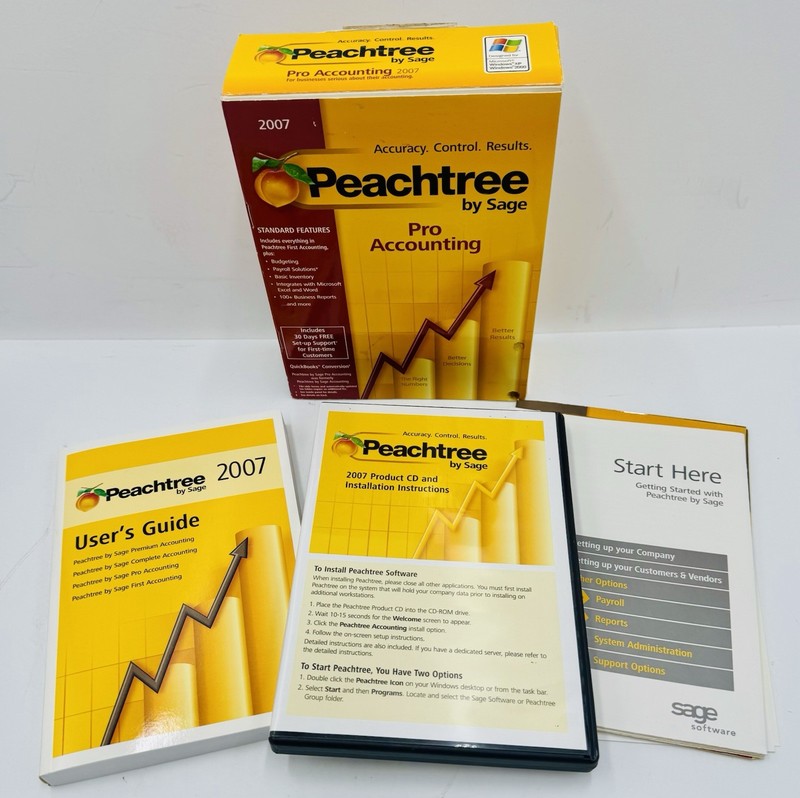 Peachtree Pro Accounting 2007 By Sage w/CD, User manuals, Complete In Box