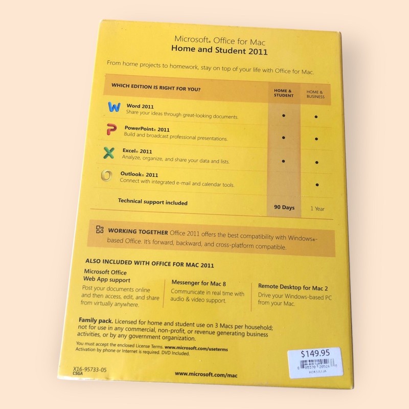 Microsoft Office: Mac 2011 Home & Student Yellow Family Pack Software NEW Sealed gallery