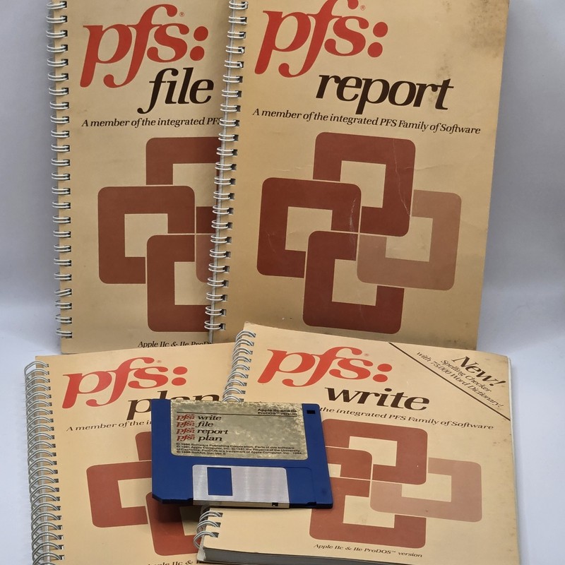 Vintage 1980s PFS: Write File Report Plan Software For Apple IIc/IIe ProDOS