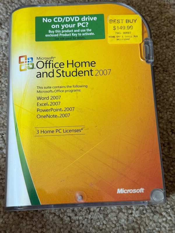 Microsoft MS Office 2007 Home & Student Genuine Disc With Product Key w/ Case ++