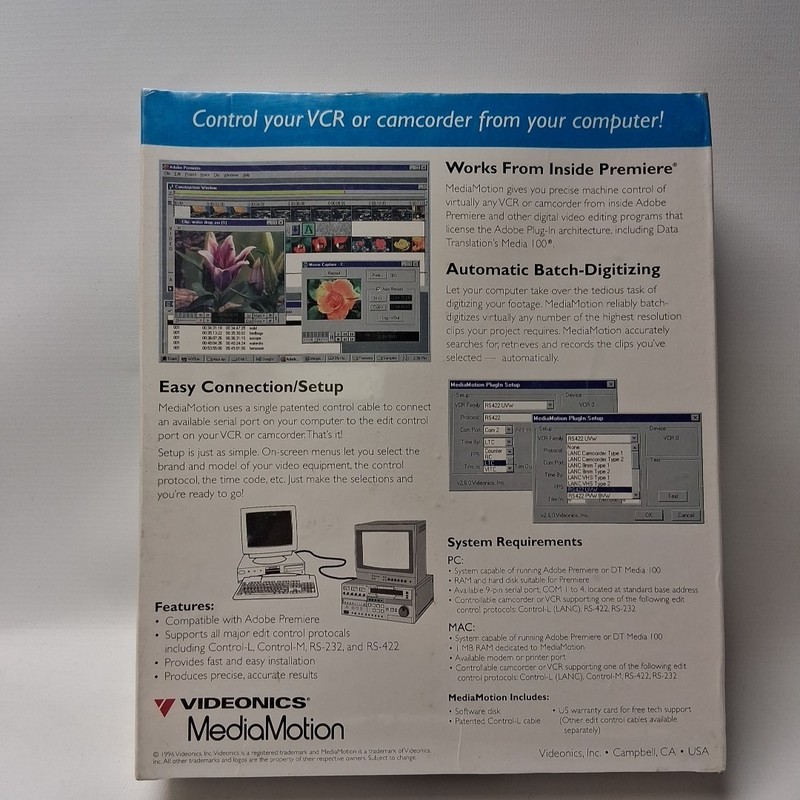 Videonics MediaMotion Version 3 Plugin Machine Control Unit for Editing Software gallery