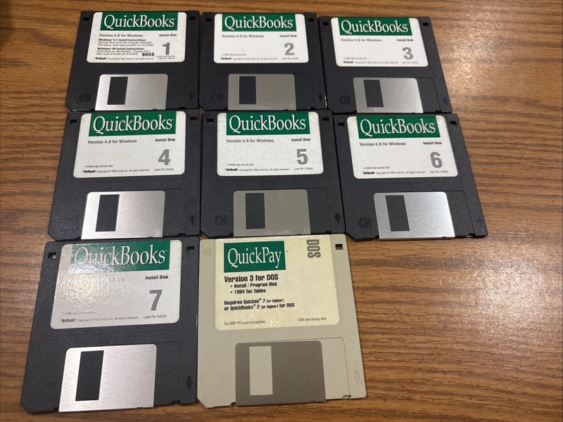 Vintage QuickBooks for Windows Version 4.0 PC Software 3.5” Disks Windows 3.1