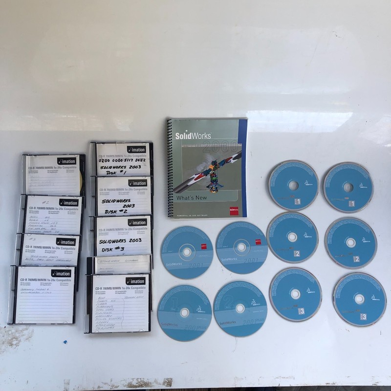 SolidWorks 2000 to 2003 DVD Software Discs LOT 3D SWCDR03 SP3+What’s New Book