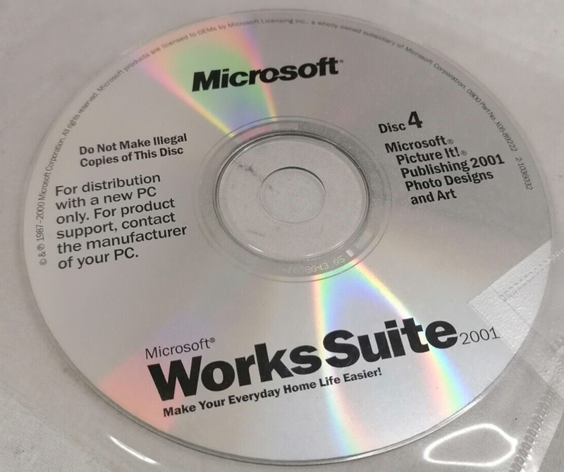 Vintage Microsoft WorksSuite 2001 Disc Set 1-6 P/N: X05-89208 gallery