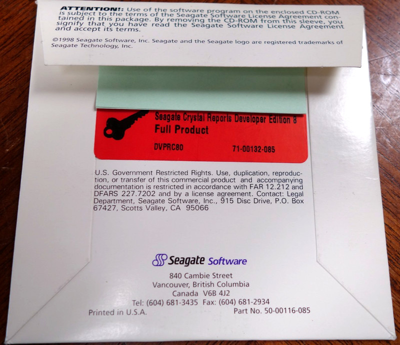 SEAGATE Crystal Reports Developer Edition Version 8 Full Product New gallery