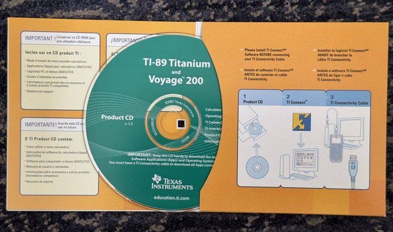 NEW! Texas Instruments TI-89 Calculator CD V 1.5 2008 Windows or Mac