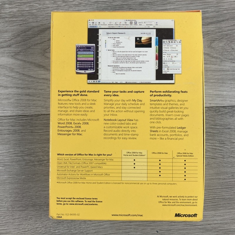 Microsoft Office Mac 2008 Home and Student Edition w/ 3 Product Keys gallery