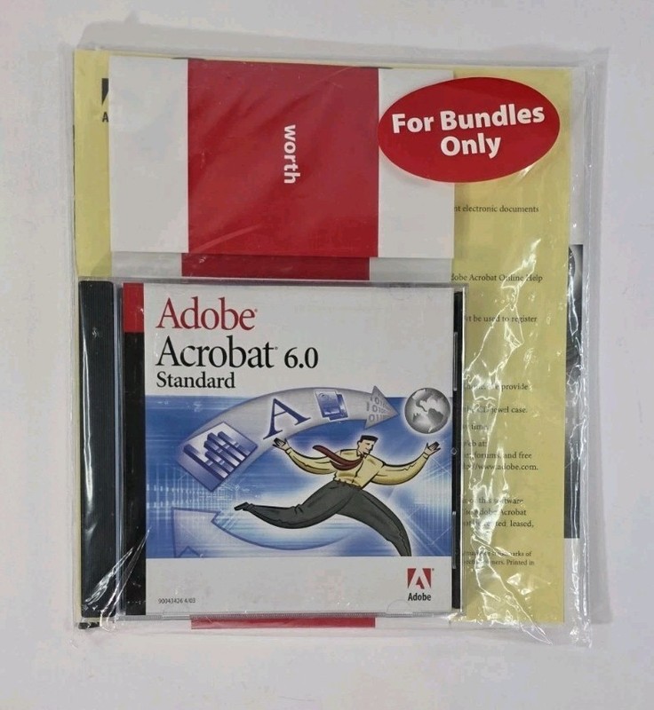 Adobe Acrobat 6.0 Standard For Windows w/ Serial Number BUNDLE Brand New
